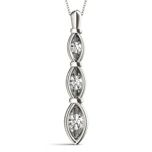 White Platinum 3-Stone Lab Diamond Pendant