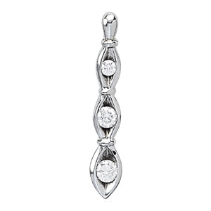18K White Gold 1/2 CT Diamond Three Stone Pendant