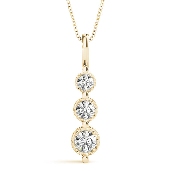 18K Yellow Gold Lab Diamond 3-Stone Pendant