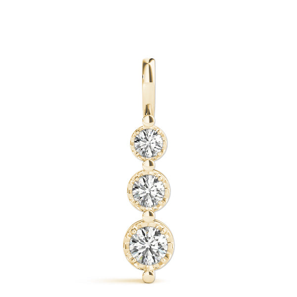 14K Yellow Gold 0.35ctw Diamond Three Stone Pendant