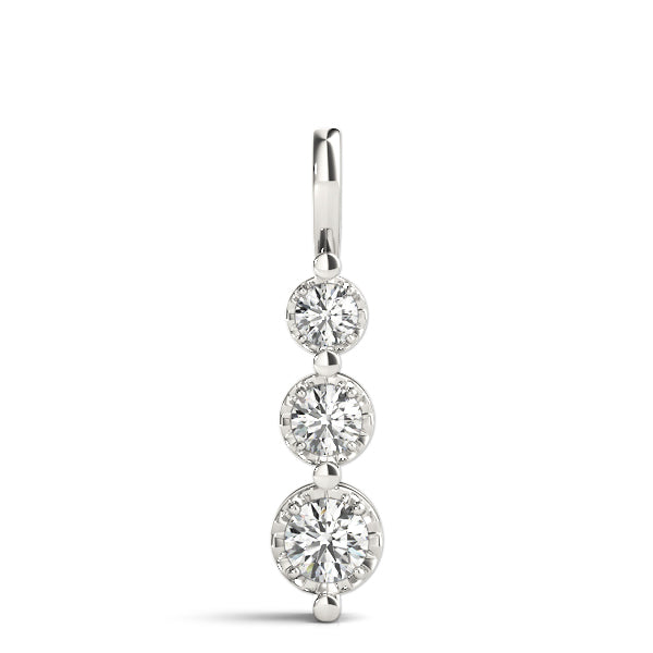 18K White Gold 0.40ctw Lab Diamond 3-Stone Pendant