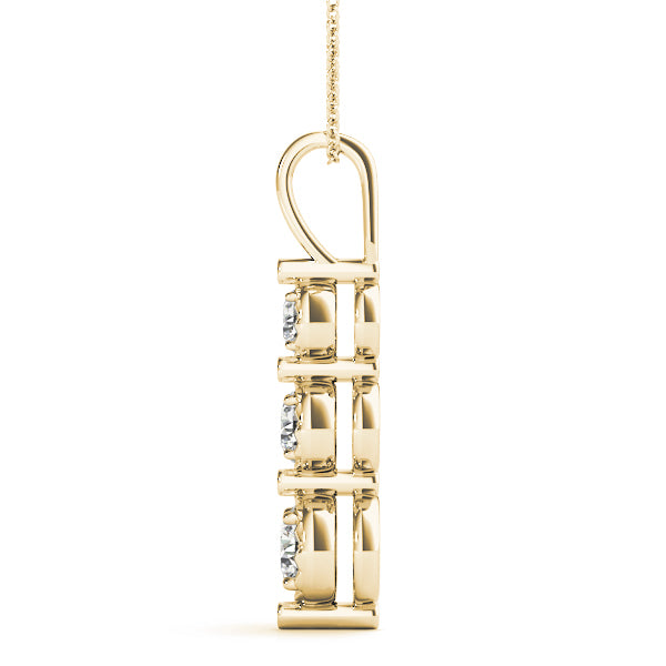 14K Yellow Gold 0.35ctw Diamond Three Stone Pendant