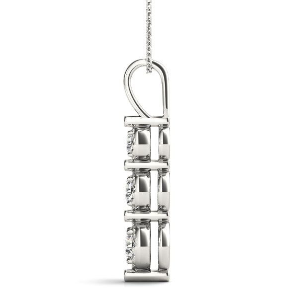 18K White Gold 0.40ctw Lab Diamond 3-Stone Pendant