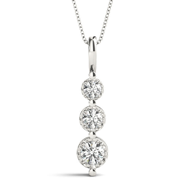 White Platinum 3-Stone Diamond Pendant
