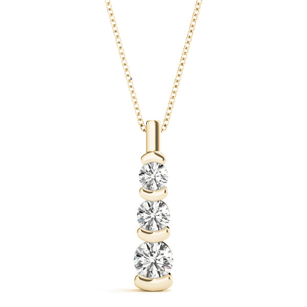 18K Yellow Gold Lab Diamond 3-Stone Pendant