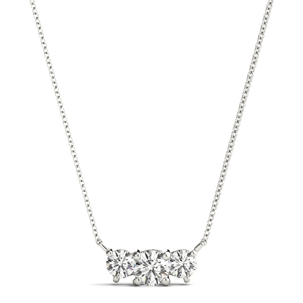 14K White Gold Lab Diamond 3-Stone Pendant
