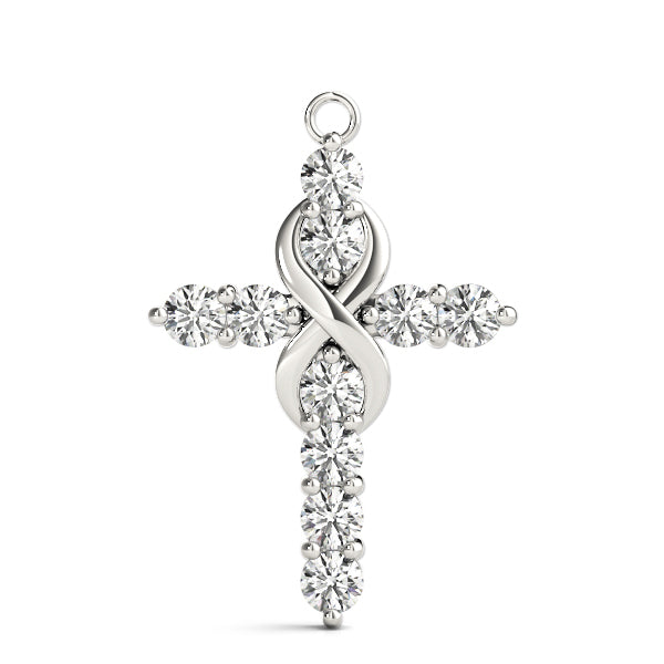 White Platinum Diamond Cross Pendant Religious Jewelry