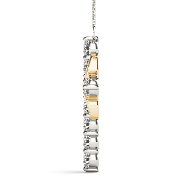 14K Yellow Gold Diamond Religious Cross Pendant