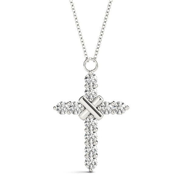 White Platinum Diamond Cross Pendant Religious Jewelry