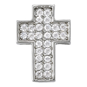 Diamond Religious Cross Pendant - 14K White Gold