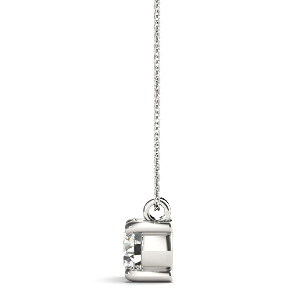 14K White Gold Diamond Solitaire Pendant