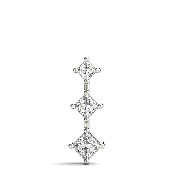14K White Gold Lab Diamond 3-Stone Square Pendant