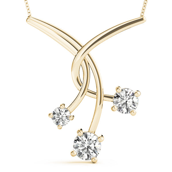 18K Yellow Gold Lab Diamond 3-Stone Pendant
