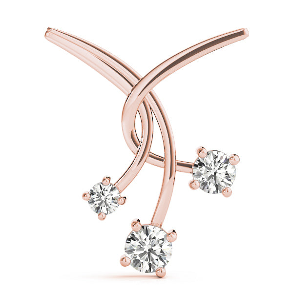 Lab Diamond 3-Stone Rose Gold Pendant 0.50ctw