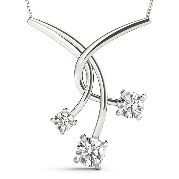 Lab Diamond 3 Stone 14K Gold Pendant