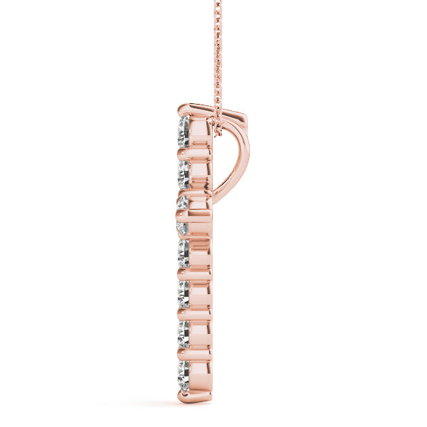 18K Rose Gold Diamond Cross Pendant