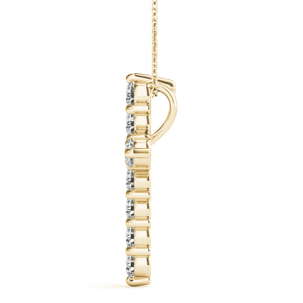 14K Yellow Gold Diamond Religious Cross Pendant