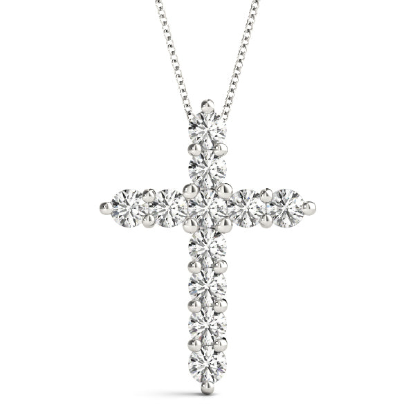 14K White Gold Diamond Religious Cross Pendant
