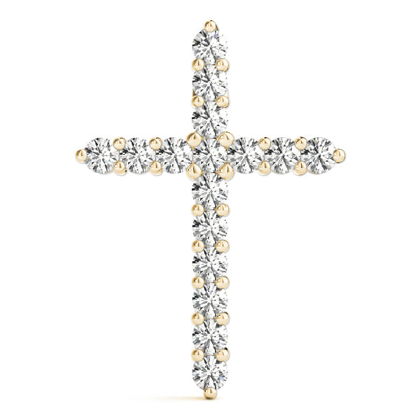 Diamond Religious Cross Pendant - 14K Yellow Gold