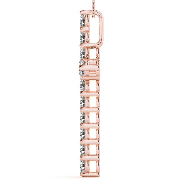 14K Rose Gold Diamond Religious Cross Pendant