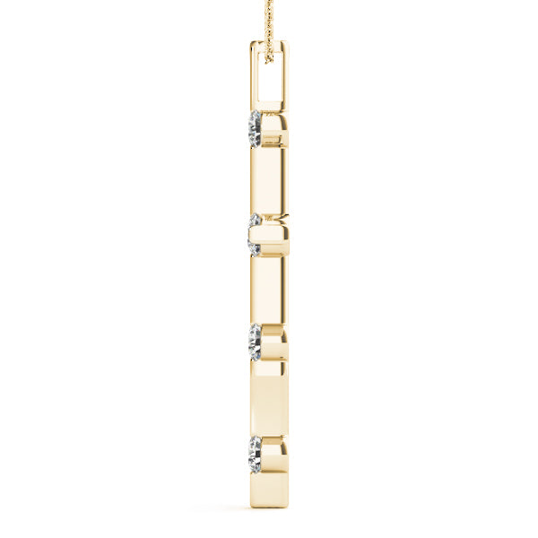 14K Yellow Gold Diamond Religious Cross Pendant