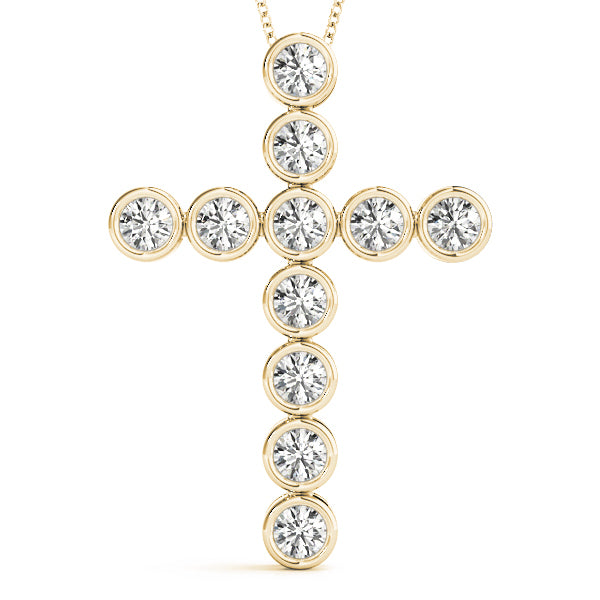 Yellow Gold Diamond Cross Pendant | Religious Jewelry