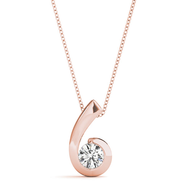 18K Rose Gold Lab Diamond Solitaire Pendant