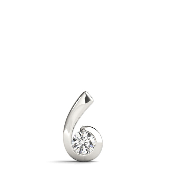 14K White Gold Diamond Solitaire Pendant