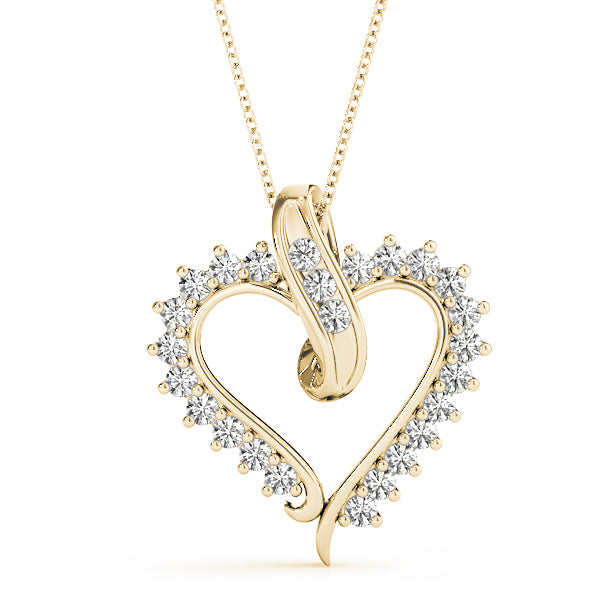Yellow Gold Multi-Diamond Heart Pendant