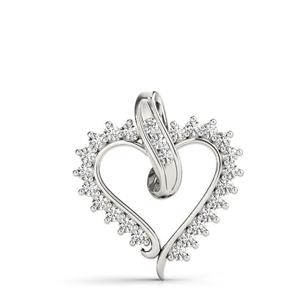 18K White Gold Diamond Heart Pendant