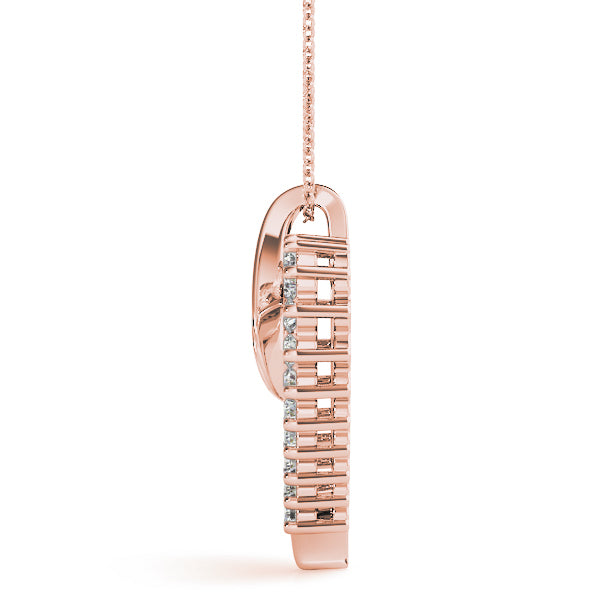 14K Rose Gold Multi-Diamond Heart Pendant