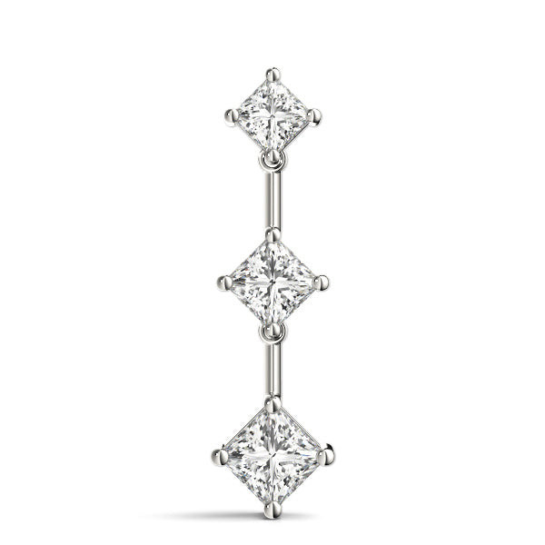 14K Gold Lab Diamond 3 Stone Square Pendant