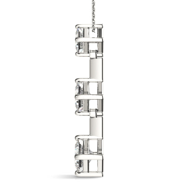14K Gold Lab Diamond 3 Stone Square Pendant
