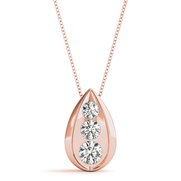 Rose Gold Lab Diamond 3-Stone Pendant 0.5ctw