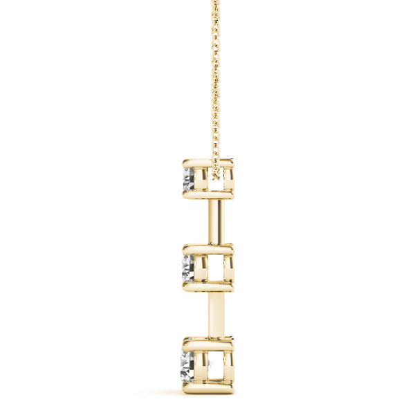 14K Yellow Gold 1 CT Round Diamond Pendant Necklace