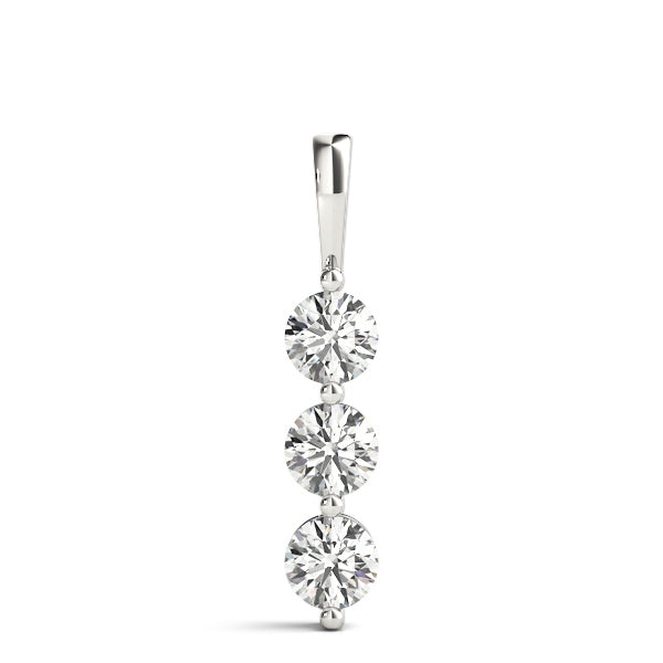 White Platinum 3-Stone Lab Diamond Pendant