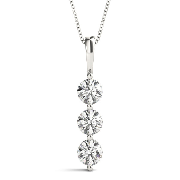 White Platinum 3-Stone Lab Diamond Pendant