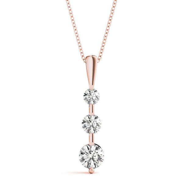 Rose Gold Lab Diamond 3-Stone Pendant 0.44ctw