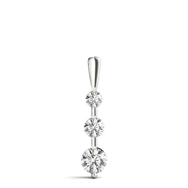 Platinum White Gold Round Diamond 3-Stone Pendant