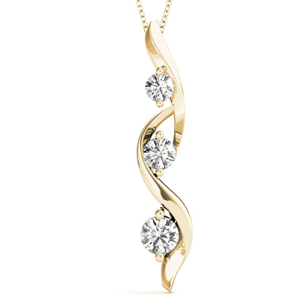 18K Yellow Gold Round Lab Diamond 3-Stone Pendant