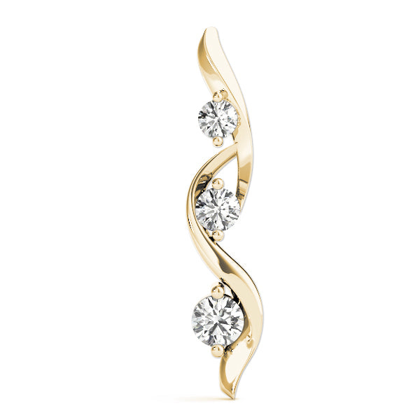 14K Yellow Gold Lab Diamond 3-Stone Pendant