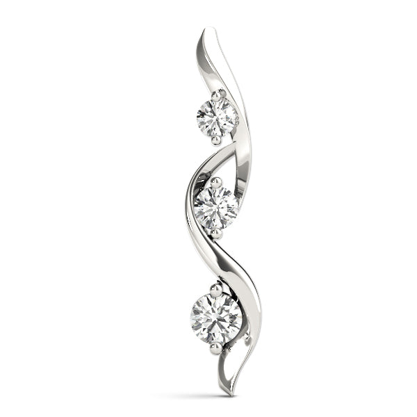 Lab Diamond 3 Stone 14K Gold Pendant