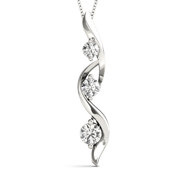 White Gold 3-Stone Lab Diamond Pendant