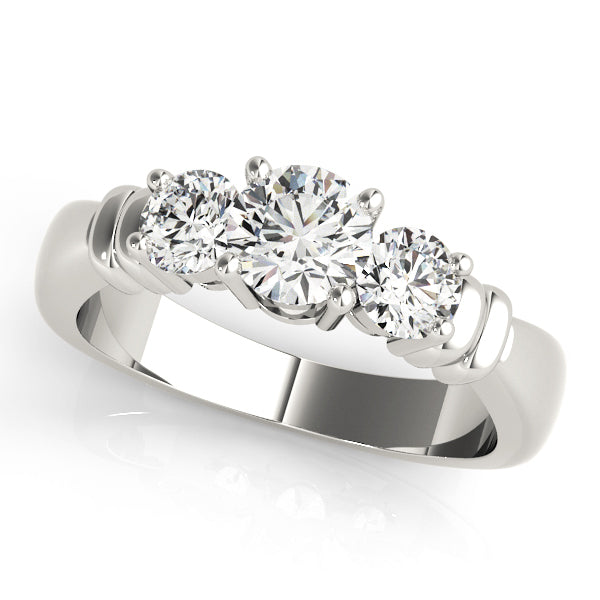 Contemporary Round Three-Stone Solitaire Diamond Engagement Ring