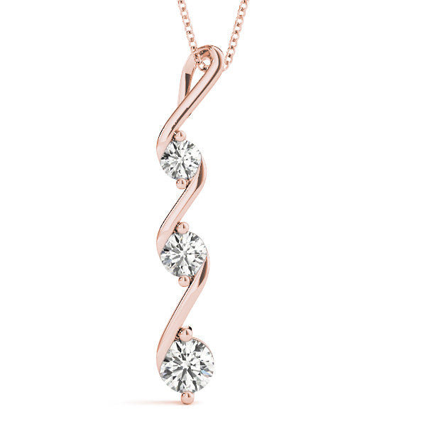 14K Rose Gold Lab Diamond 3-Stone Pendant