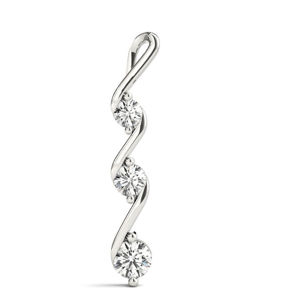 Lab Diamond 3 Stone 14K Gold Pendant