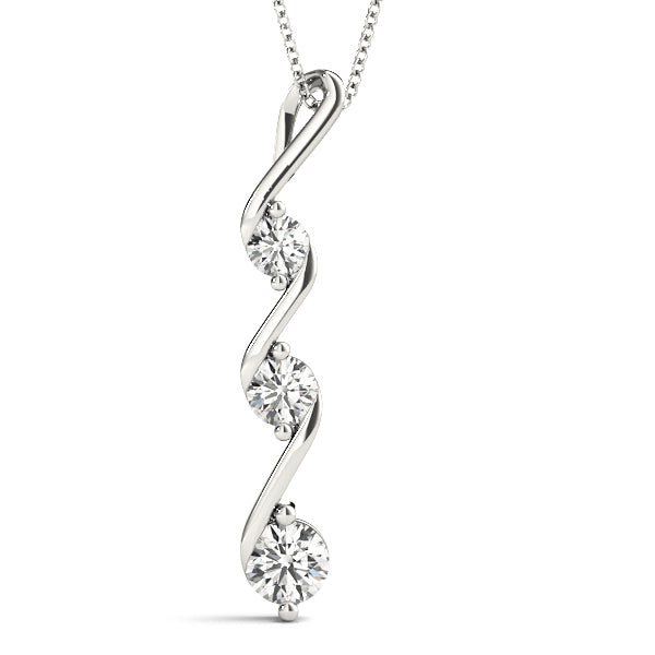 Lab Diamond 3 Stone 14K Gold Pendant