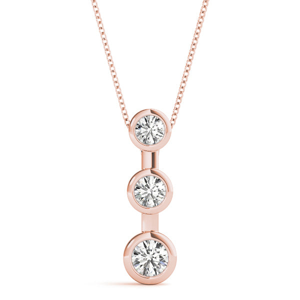 18K Rose Gold Lab Diamond 3-Stone Pendant