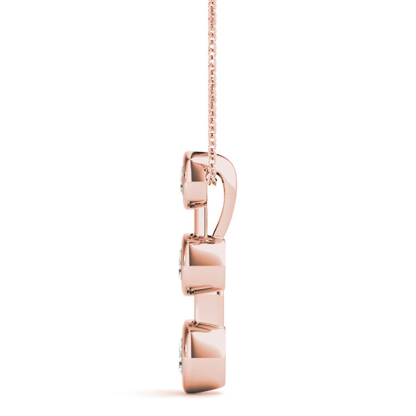 Lab Diamond 3-Stone Rose Gold Pendant 0.40ctw