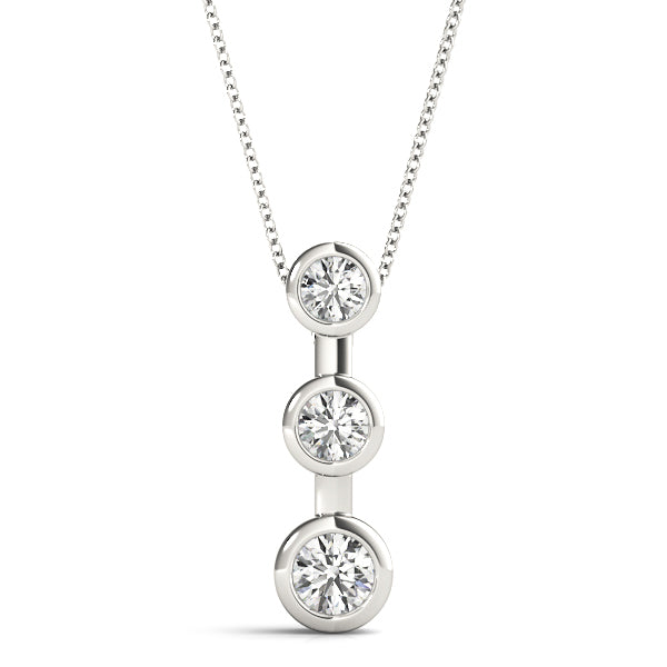 18K White Gold Lab Diamond 3-Stone Pendant
